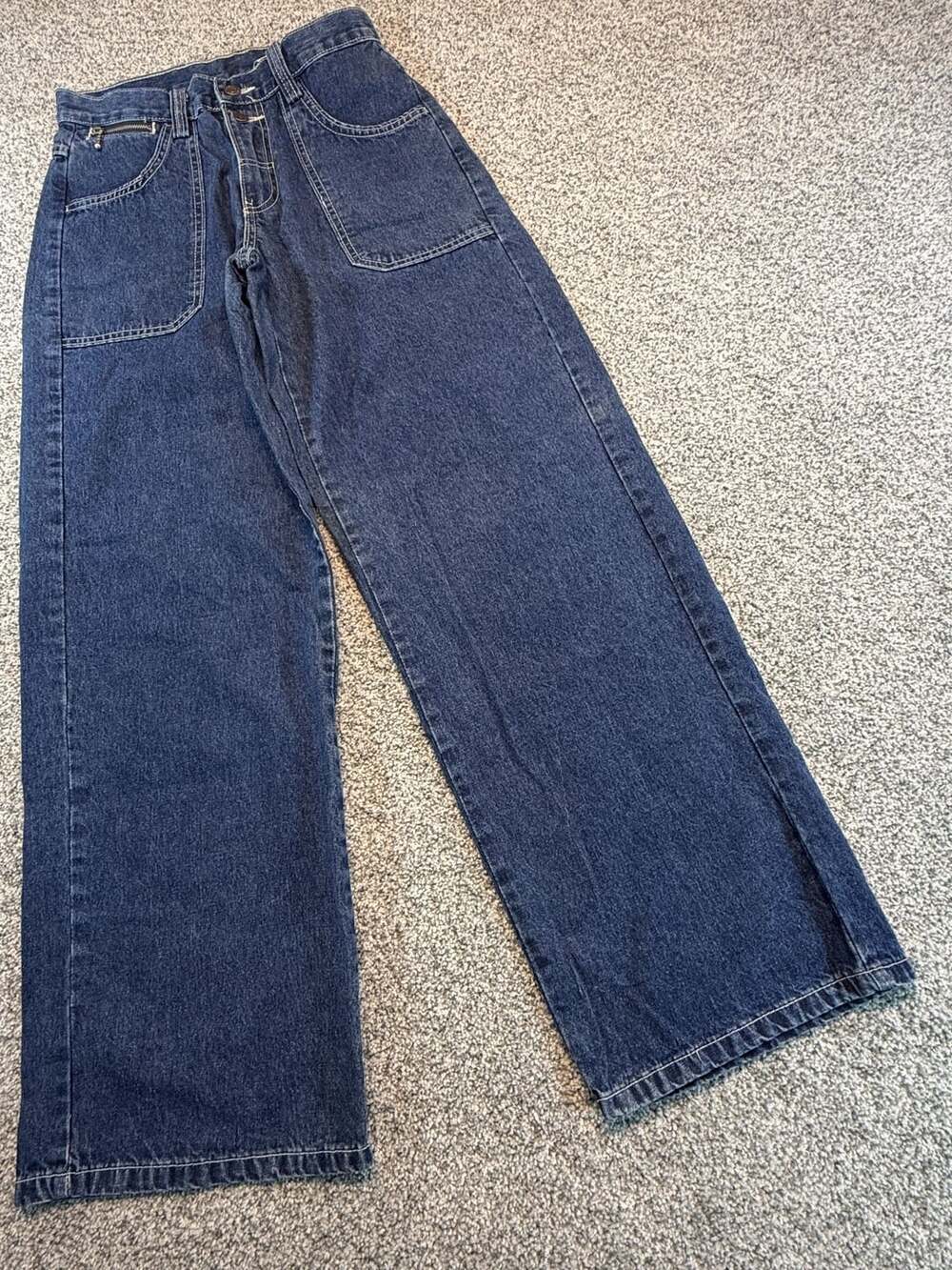 Jordache Wide Leg Jeans Women’s Size 9/10 Blue Denim Zip Pocket